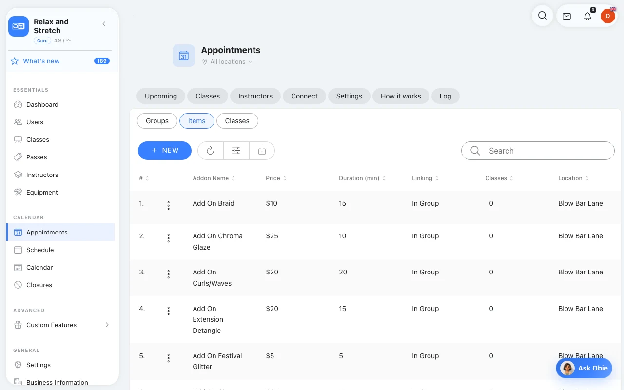 Appointment Add-ons in Omcean Booking