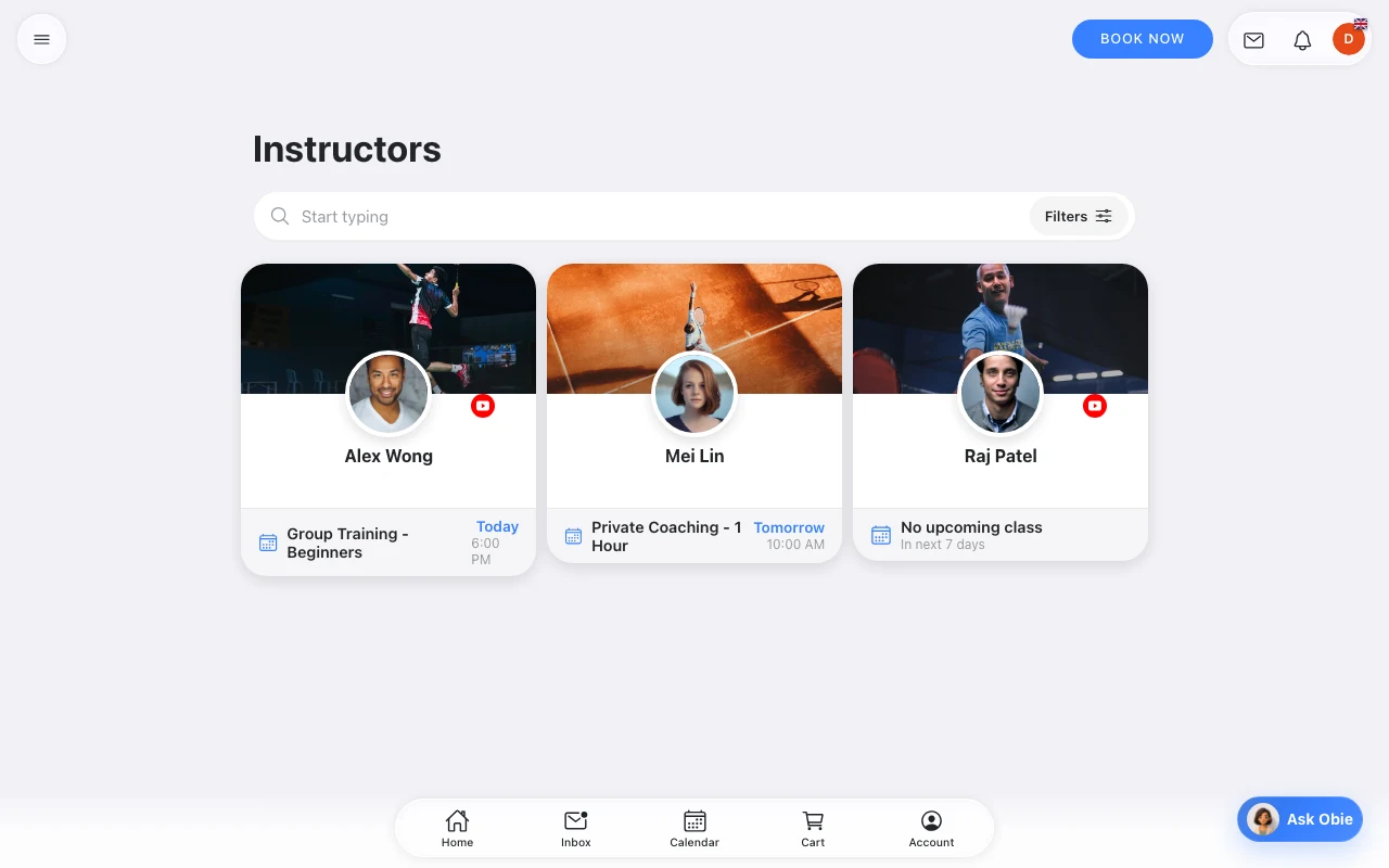 Let visitors meet the instructors in Omcean Booking
