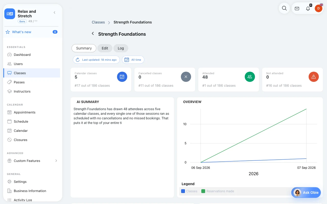 Give a strength class its own details in Omcean Booking
