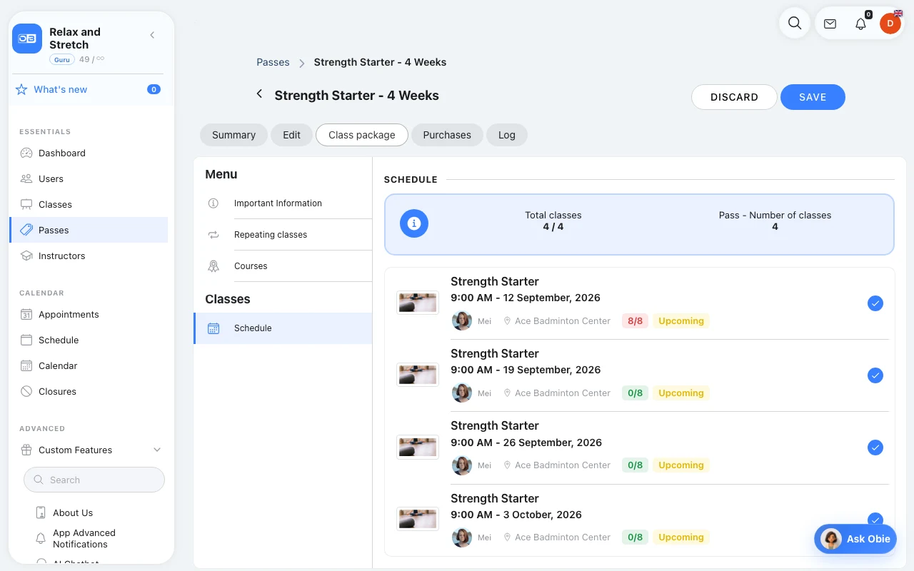 Start a four-week strength course in Omcean Booking