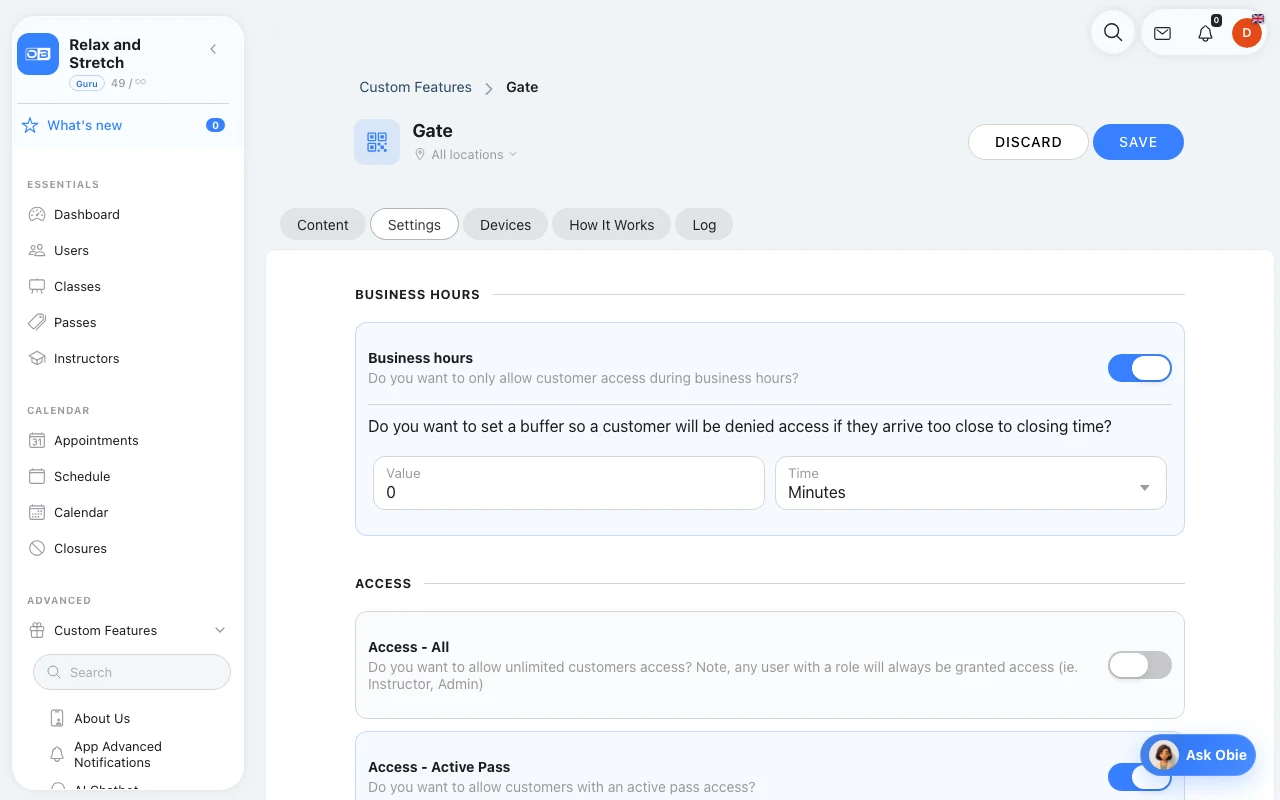 Access Control in Omcean Booking
