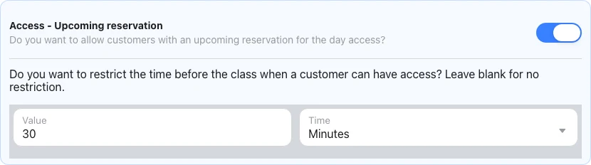 Allow entry 30 minutes before class in Omcean Booking