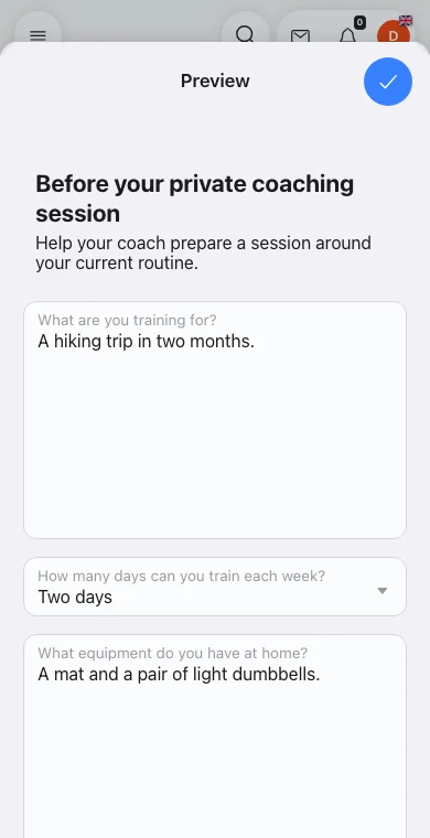 Prepare for a specific training goal in Omcean Booking