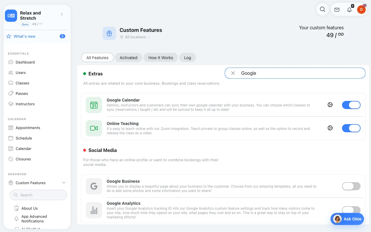 Integrations in Omcean Booking