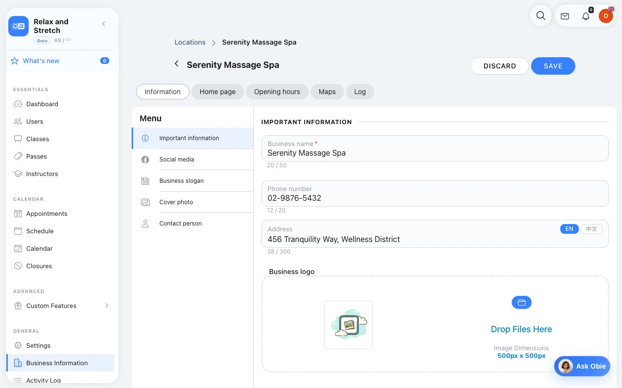 Keep another venue's contact details clear in Omcean Booking