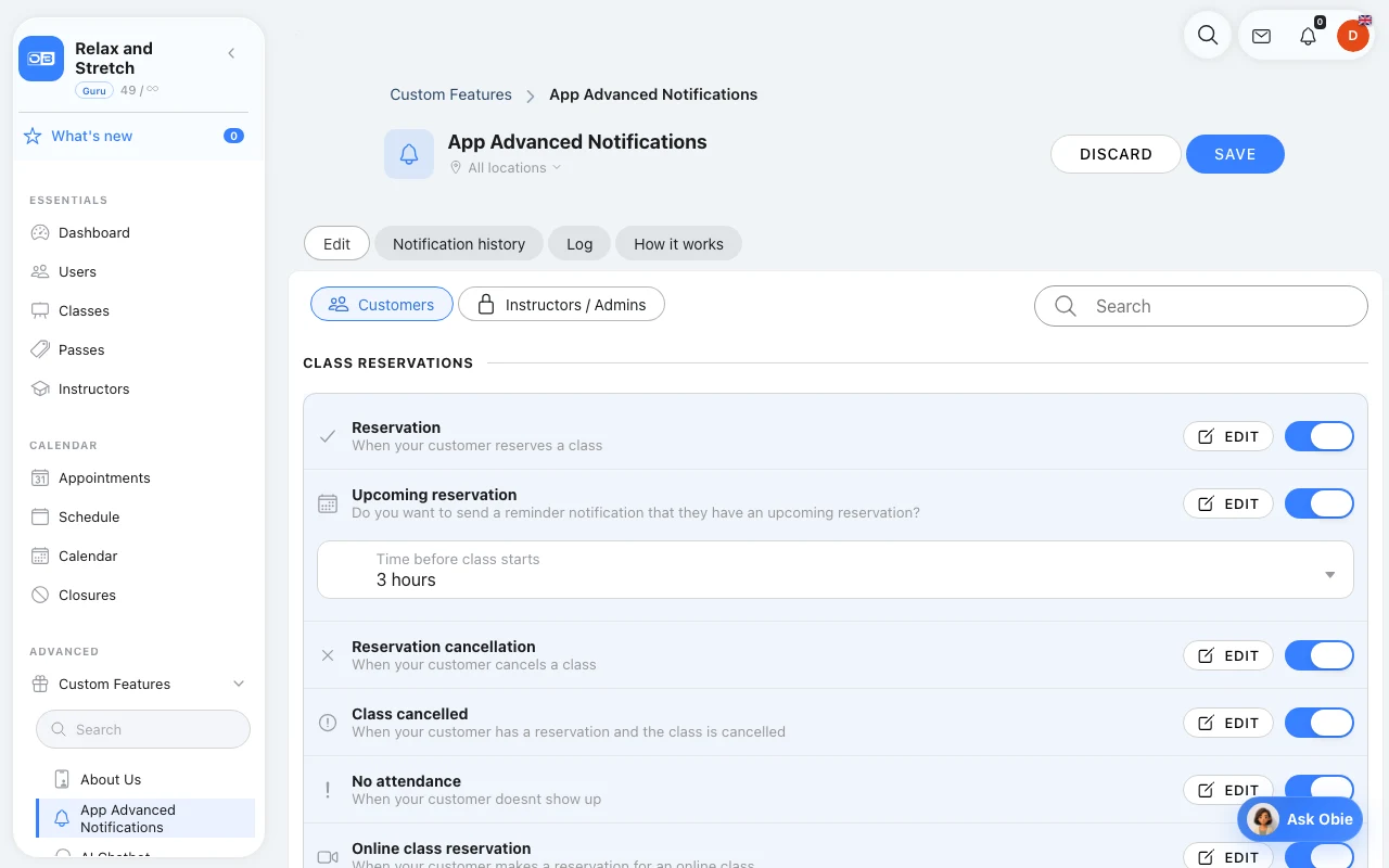 Automated Reminders & Notifications in Omcean Booking
