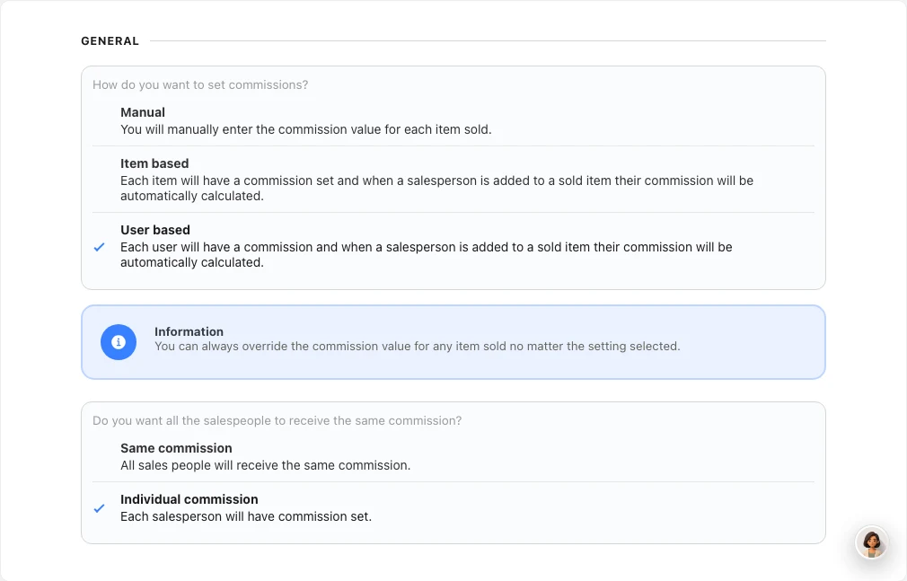 Choose how commission is assigned in Omcean Booking