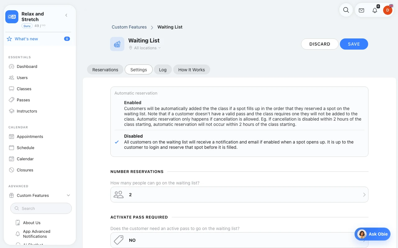 Automated Waitlists in Omcean Booking