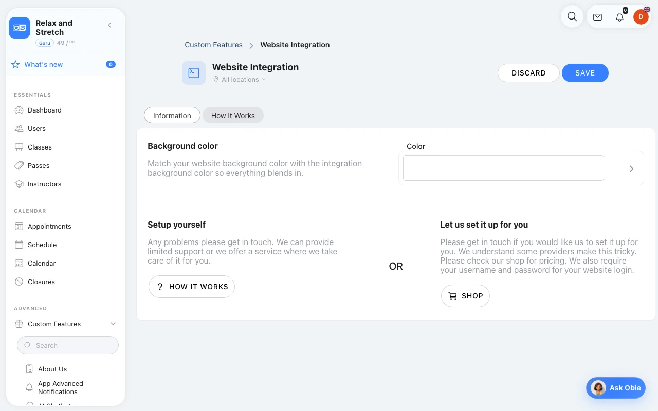 Embedded Booking Widgets in Omcean Booking